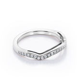 Pave 0.15 TCW Round Shape Curved Wedding Band
