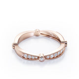 Milgrain Pave 0.15 TCW Round Cut Stackable Ring