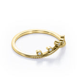 Milgrain Edged 0.10 Ct Round Cut Curved Wedding Band