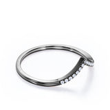 V-Curved 0.15 TCW Round Shape Pave Wedding Ring