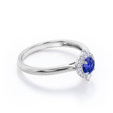 Milgrain 0.70 Ct Round Cut Lab Sapphire Engagement Ring