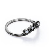 Iconic Moon Phase - 0.10 TCW Round Moissanite - Bezel and Prong Wedding Band - Rose Gold