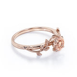 0.50 ct Round Lab Created Morganite Leaf Engagement Ring