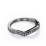 Pave 0.15 TCW Round Shape Curved Wedding Band