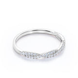 Pave Accented - 0.25 Carat Round Shaped - Semi Infinity Wedding Band - 18K Black Gold Plating over Silver