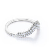 0.30 TCW Round Double Pave V Curved Wedding Band