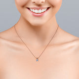 Certified - 2.5 Carat Cushion Cut Moissanite - Adorable Pendant Necklace - 18K Rose Gold Plating Over Silver