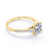 Certified 1.35 CT Round Lab Diamond Half Eternity Pave Engagement Ring