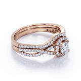 Twisted 1.75 Carat Round Moissanite Halo Bridal Set