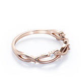 Nature Inspired 0.05 CT Round Cut 3-Stone Wedding Band