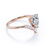 V Shaped 0.6 Carat Pear Moissanite Engagement Ring
