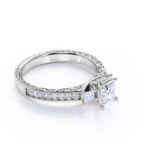 1 ct Princess Cut Moissanite Three Stone Engagement Ring