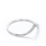 V-Curved 0.15 TCW Round Shape Pave Wedding Ring