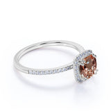 1.75 ct Cushion Lab Created Morganite Halo Engagement Ring