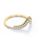 0.30 TCW Round Double Pave V Curved Wedding Band