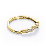 Cloud Curved 0.10 TCW Round Shaped Moissanite Milgrain Pave-Channel Wedding Band in Rose Gold