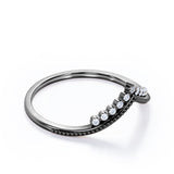Milgrain-Bordered Band 0.15 TCW Round Shaped Moissanite Pave-Prong Wedding Band in Black Gold