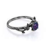 Nature Inspired 1 Ct Round Lab Alexandrite Engagement Ring