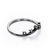 Milgrain Edged 0.10 Ct Round Cut Curved Wedding Band