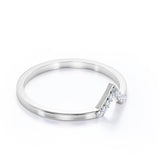 Chevron Flat Band 0.15 TCW Round Shaped Moissanite Pave Accented Wedding Band in Rose Gold