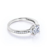 Certified 1.5 CT Round Lab Diamond 3 Stone Channel Set Engagement Ring