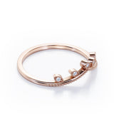 Milgrain Edged 0.10 Ct Round Cut Curved Wedding Band