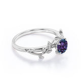 Nature Inspired 1 Ct Round Lab Alexandrite Engagement Ring