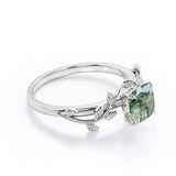 1 ct Cushion Green Moss Agate Nature Inspired Engagement Ring
