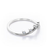 Milgrain Edged 0.10 Ct Round Cut Curved Wedding Band