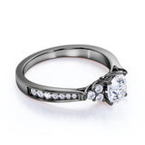 Cluster 1 Carat Round Moissanite Pave Engagement Ring