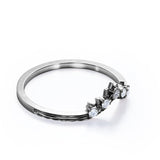 Crown Design 0.10 TCW Round Shape Moissanite Chevron Wedding Band in Black Gold