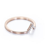 Chevron Flat Band 0.15 TCW Round Shaped Moissanite Pave Accented Wedding Band in Rose Gold
