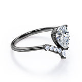 V Shaped 0.6 Carat Pear Moissanite Engagement Ring