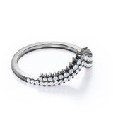 0.30 TCW Round Double Pave V Curved Wedding Band