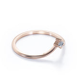 Solitaire 0.10 TCW Round Cut V Shaped Wedding Band