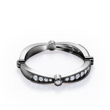 Milgrain Pave 0.15 TCW Round Cut Stackable Ring