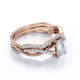 Three Stone 1.50 Carat Emerald Cut Moissanite Bridal Set