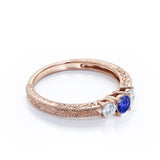 0.7 Ct Round Cut Lab Sapphire Filigree Engagement Ring