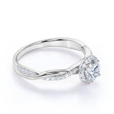 Certified 1.5 CT Round Lab Diamond Clustered Halo Infinity Engagement Ring
