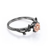 0.50 ct Round Lab Created Morganite Leaf Engagement Ring