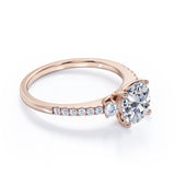 Certified 1.35 CT Round Lab Diamond Half Eternity Pave Engagement Ring