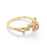 0.50 ct Round Lab Created Morganite Leaf Engagement Ring