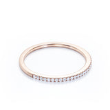 Classic 0.25 Carat Round Cut Moissanite Pave Accented Wedding Band in 18K Rose Gold Plating over Silver