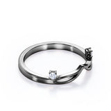 Double Stone - 0.05 TCW Round Moissanite - Flat Split Shank Wedding Band - Rose Gold