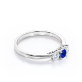 Trio 0.7 Ct Round Cut Lab Sapphire Engagement Ring