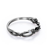 Nature Inspired 0.05 CT Round Cut 3-Stone Wedding Band