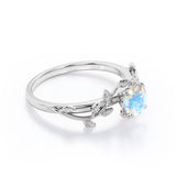 Leaves 0.5 ct Round Moonstone Engagement Ring