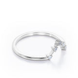 Dainty Five-Stone Prong - 0.10 TCW Round Shaped Moissanite -  V Shaped Wedding Band - 10K Rose Gold