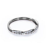 Pave Accented - 0.25 Carat Round Shaped - Semi Infinity Wedding Band - 18K Black Gold Plating over Silver