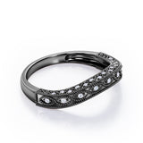 Art Deco Milgrain 0.15 TCW Curved Wedding Band